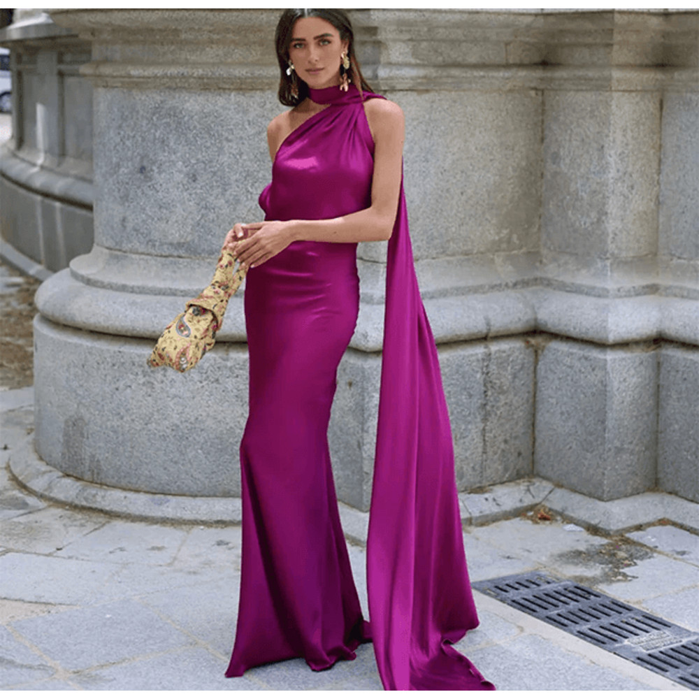 Elegant Ribbon Halter Maxi Dress For Women Backless Sleeveless Party Wear 5