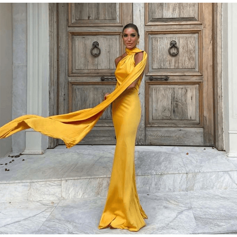 Elegant Ribbon Halter Maxi Dress For Women Backless Sleeveless Party Wear 0