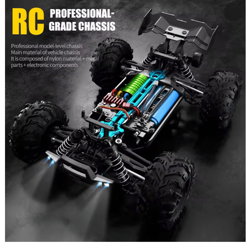 1 To 16 Scale 4WD RC Car With LED Lights High Speed 70KMH Drift Monster Truck 1
