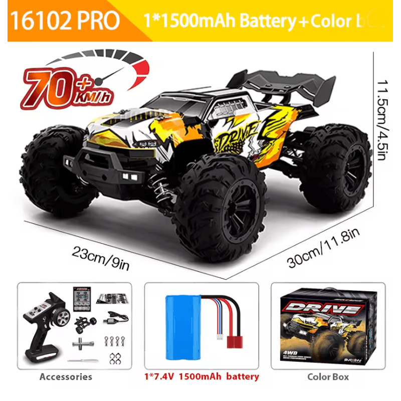 1 To 16 Scale 4WD RC Car With LED Lights High Speed 70KMH Drift Monster Truck 5