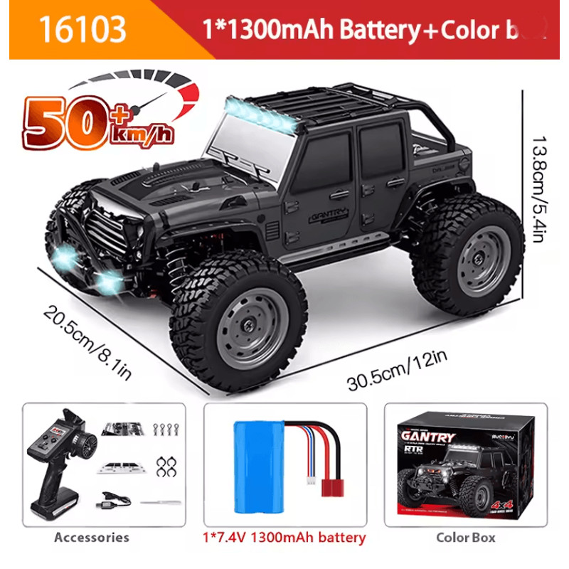 1 To 16 Scale 4WD RC Car With LED Lights High Speed 70KMH Drift Monster Truck 8