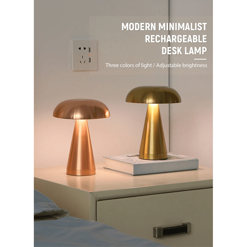 Retro Rechargeable Mushroom LED Table Lamp Warm Touch Sensor Nightlight 0