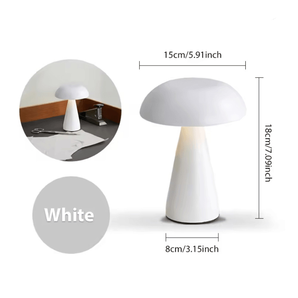 Retro Rechargeable Mushroom LED Table Lamp Warm Touch Sensor Nightlight 9