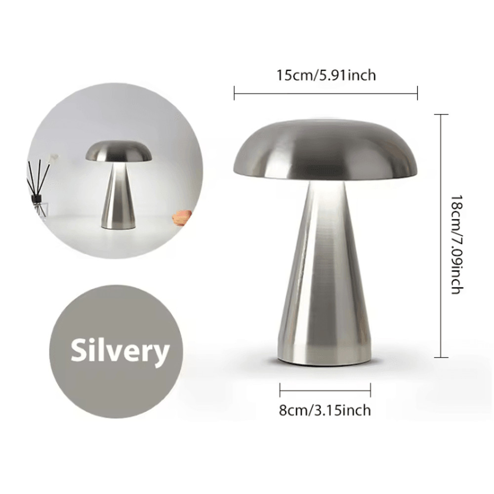 Retro Rechargeable Mushroom LED Table Lamp Warm Touch Sensor Nightlight 5