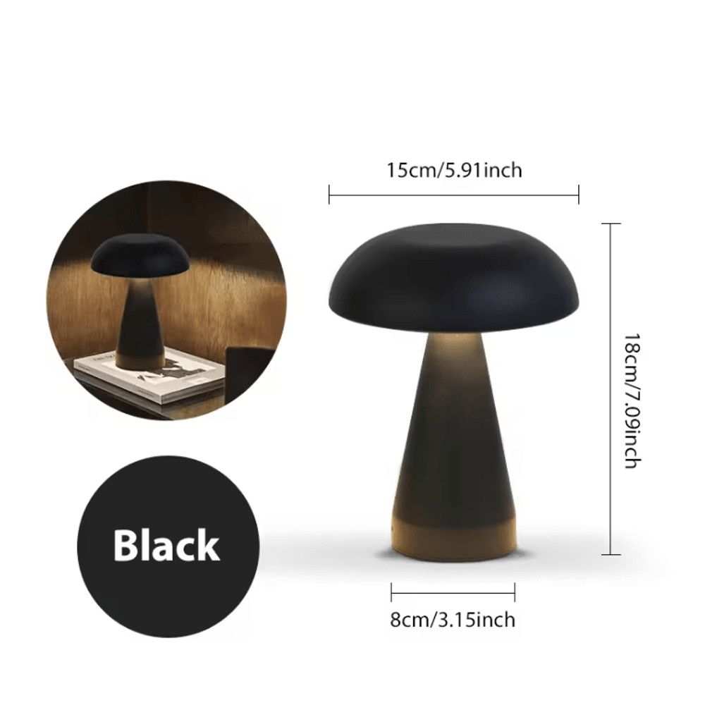 Retro Rechargeable Mushroom LED Table Lamp Warm Touch Sensor Nightlight 6