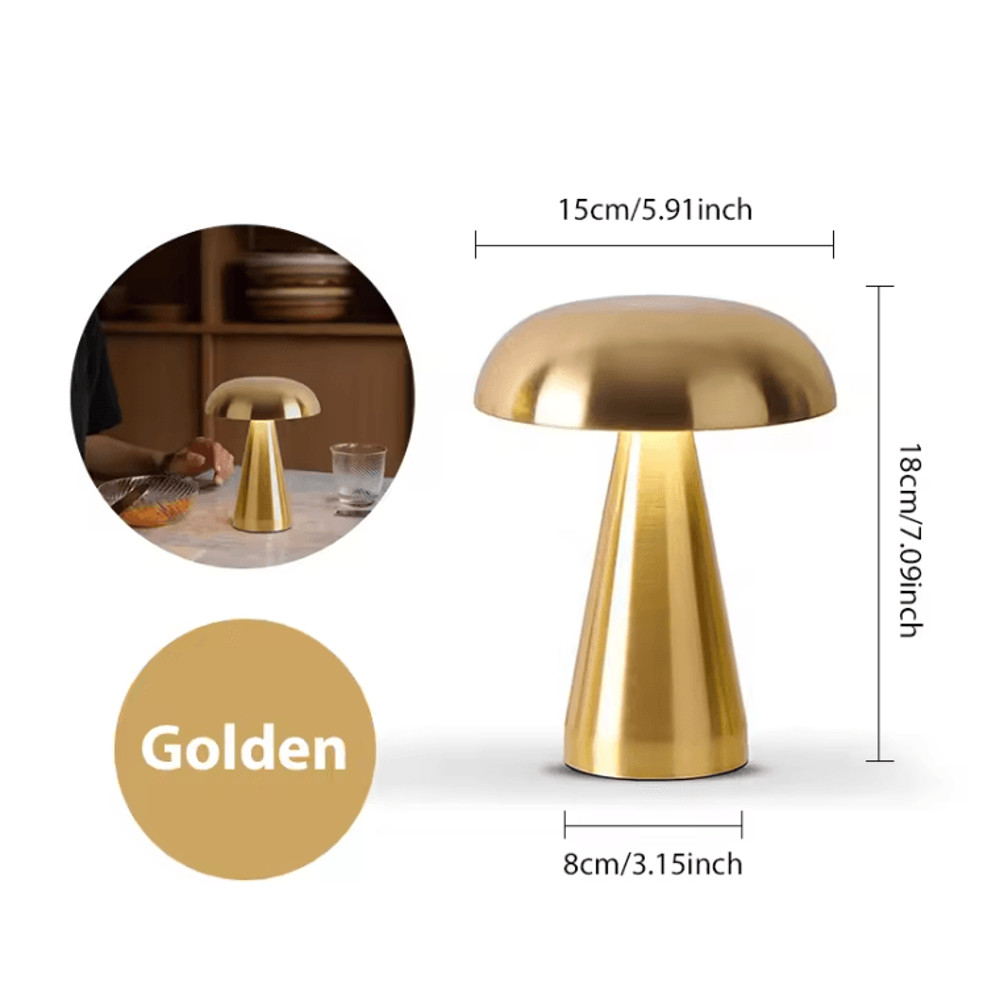Retro Rechargeable Mushroom LED Table Lamp Warm Touch Sensor Nightlight 7