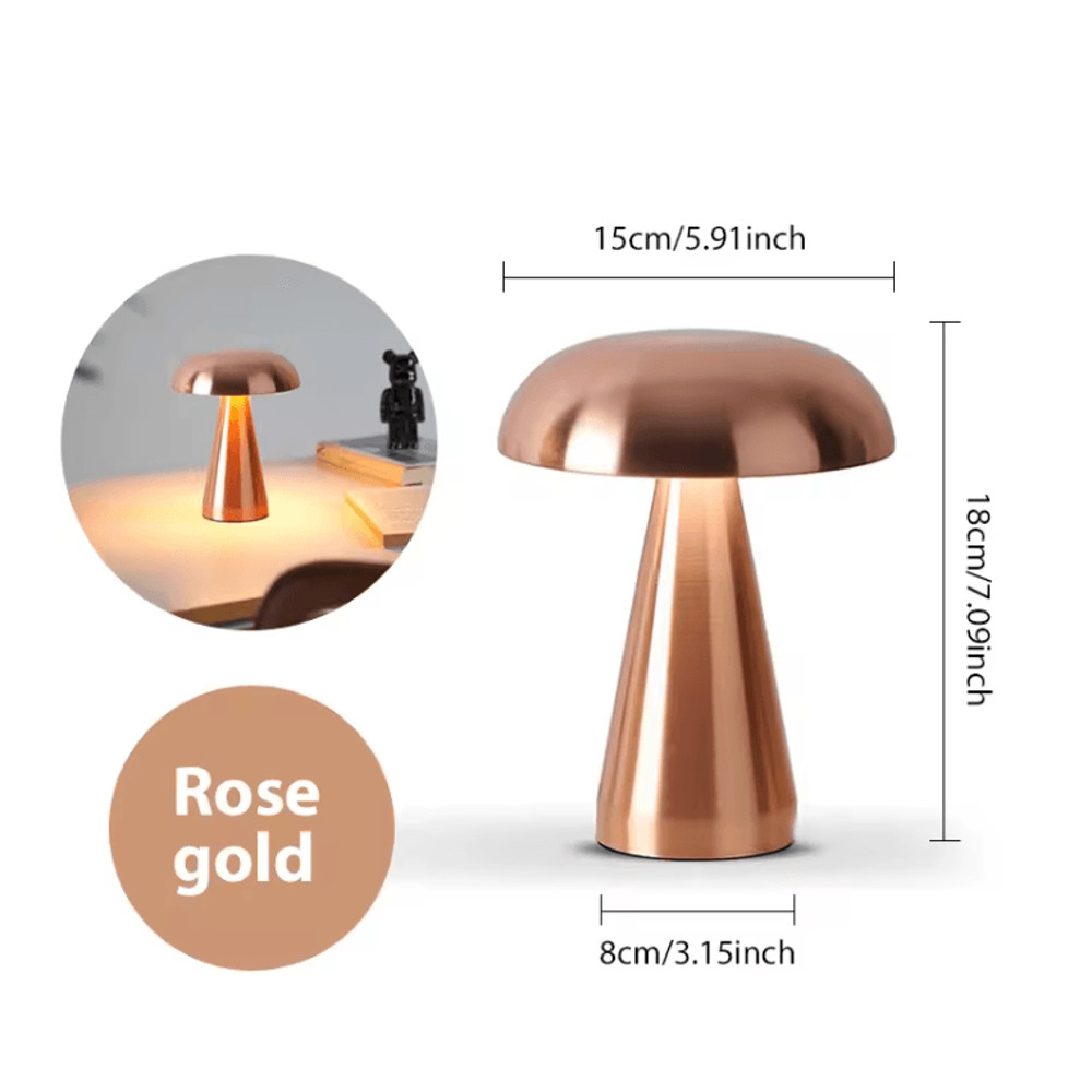 Retro Rechargeable Mushroom LED Table Lamp Warm Touch Sensor Nightlight 8