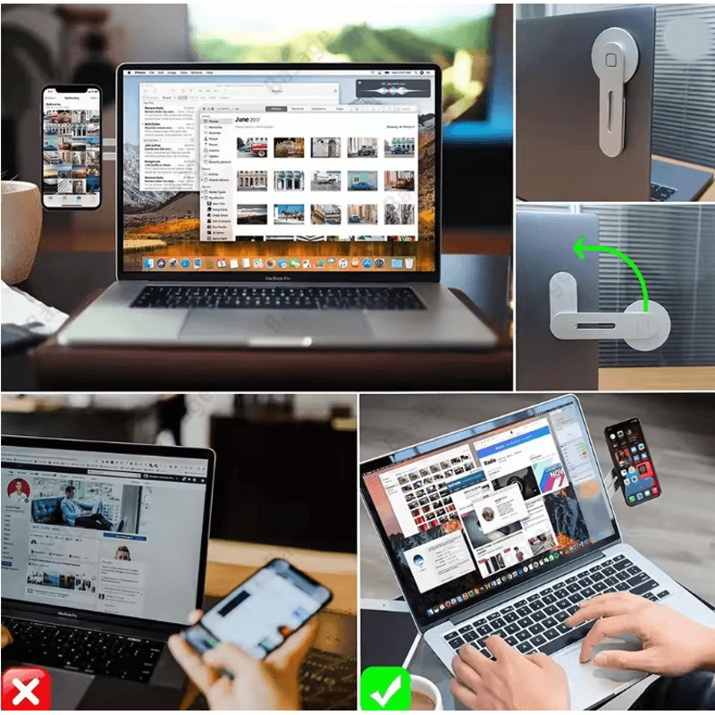 Magnetic Foldable Laptop Side Phone Holder Universal Mount For All Phones 1