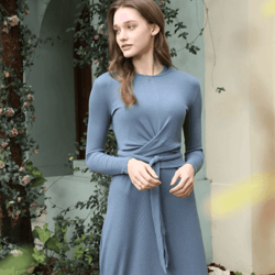 summer ribbed wrap top and a line dress matching set