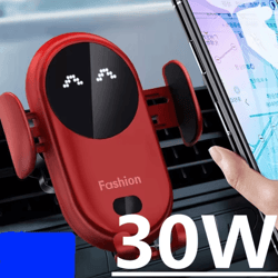 30w fast wireless car charger with automatic phone mount