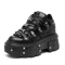 Punk Style Platform Ankle Boots With Metal Decor And Lace Up Design 0