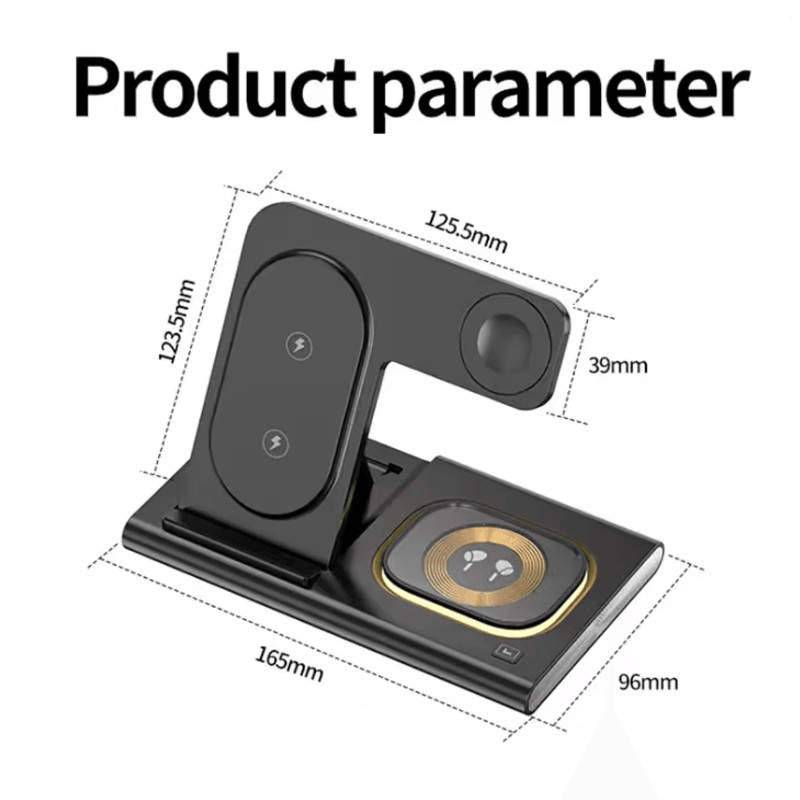 3 In 1 Wireless Charger Station With Foldable LED Phone Stand For Samsung 1