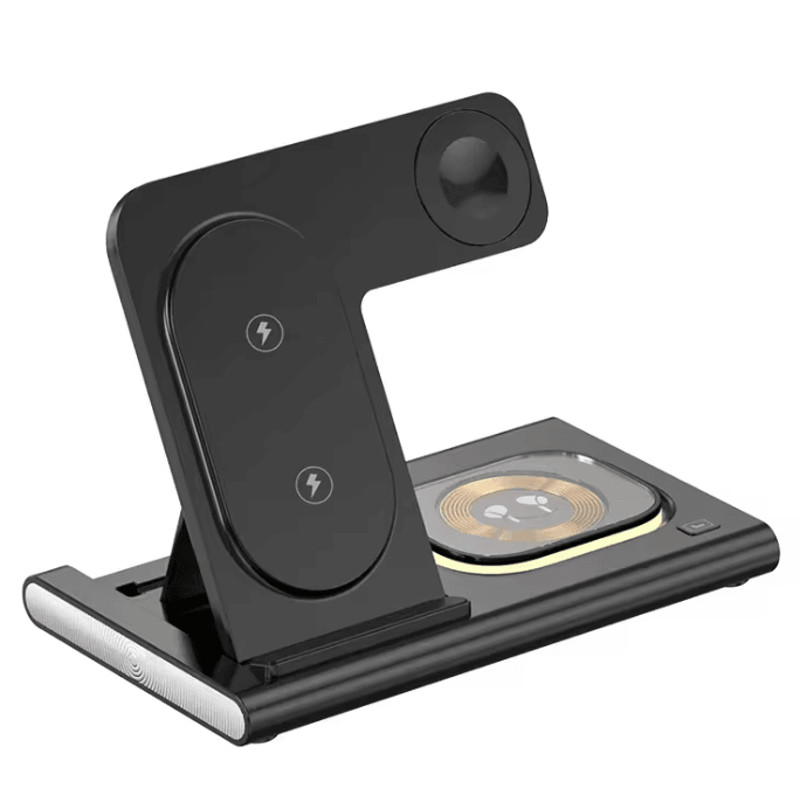 3 In 1 Wireless Charger Station With Foldable LED Phone Stand For Samsung 2