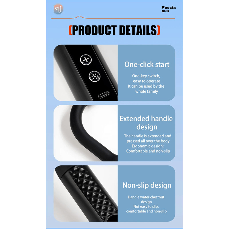 Electric Fascia Gun Massager Handheld Deep Tissue Muscle Massage Gun For Body Relaxation And Recove 3