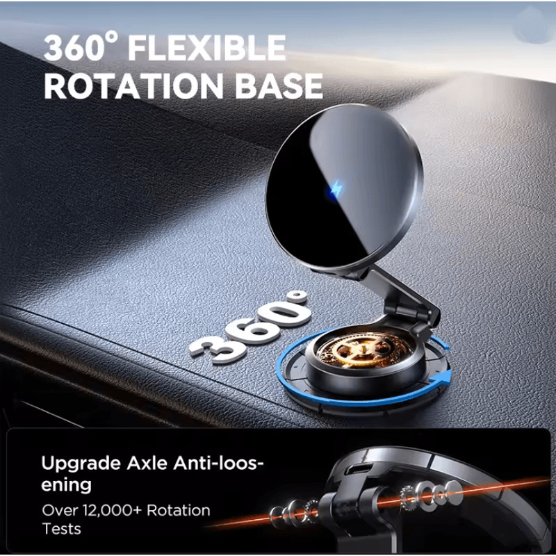 Joyroom Magnetic Car Phone Holder With 15W Wireless Fast Charger And 360 Degree Foldable Mount 2