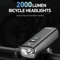 Cyclami 2000 Lumens Bike Headlight USB Rechargeable Front Bicycle Light With Aluminum Alloy Body 0