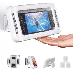 waterproof shower phone holder with speaker and 480 degree rotation