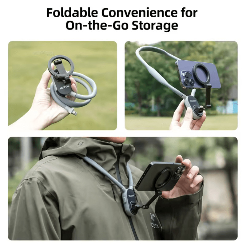 Magnetic Neck Phone Holder With Quick Release Silicone Mount 2