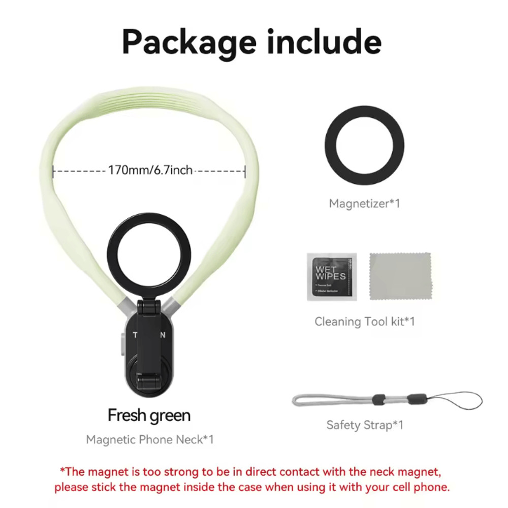 Magnetic Neck Phone Holder With Quick Release Silicone Mount 6