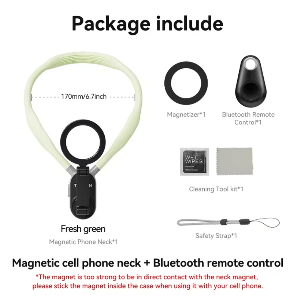 Magnetic Neck Phone Holder With Quick Release Silicone Mount 7