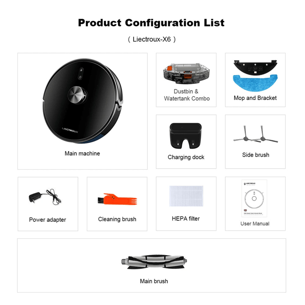 Liectroux X6 Robot Vacuum Cleaner With Lidar Navigation And Carpet Boost 6