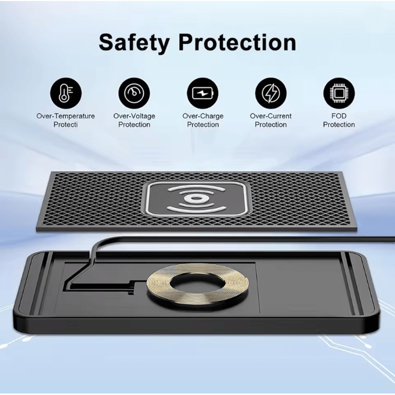 Car Wireless Charging Pad With Non Slip Silicone Design For Fast Charging 1
