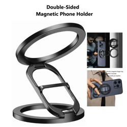 double sided magnetic phone stand with magsafe ring holder and kickstand