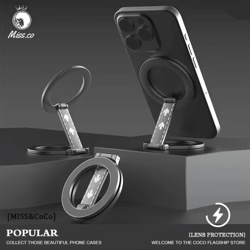 double sided magnetic phone ring holder with magsafe kickstand and grip