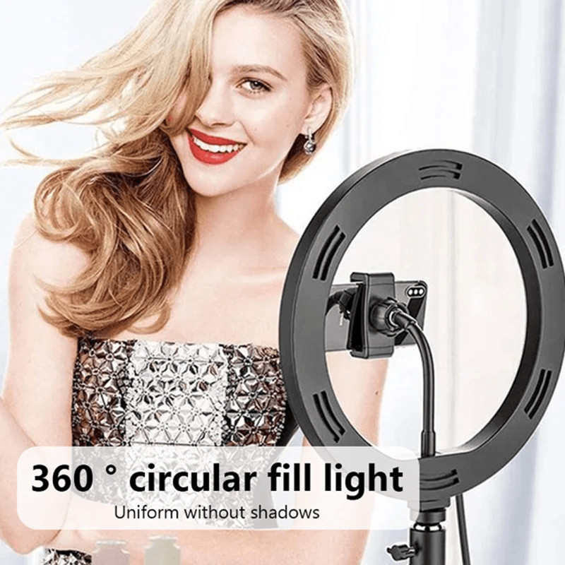 Dimmable LED Ring Light With Tripod And Phone Holder For Content Creation 1