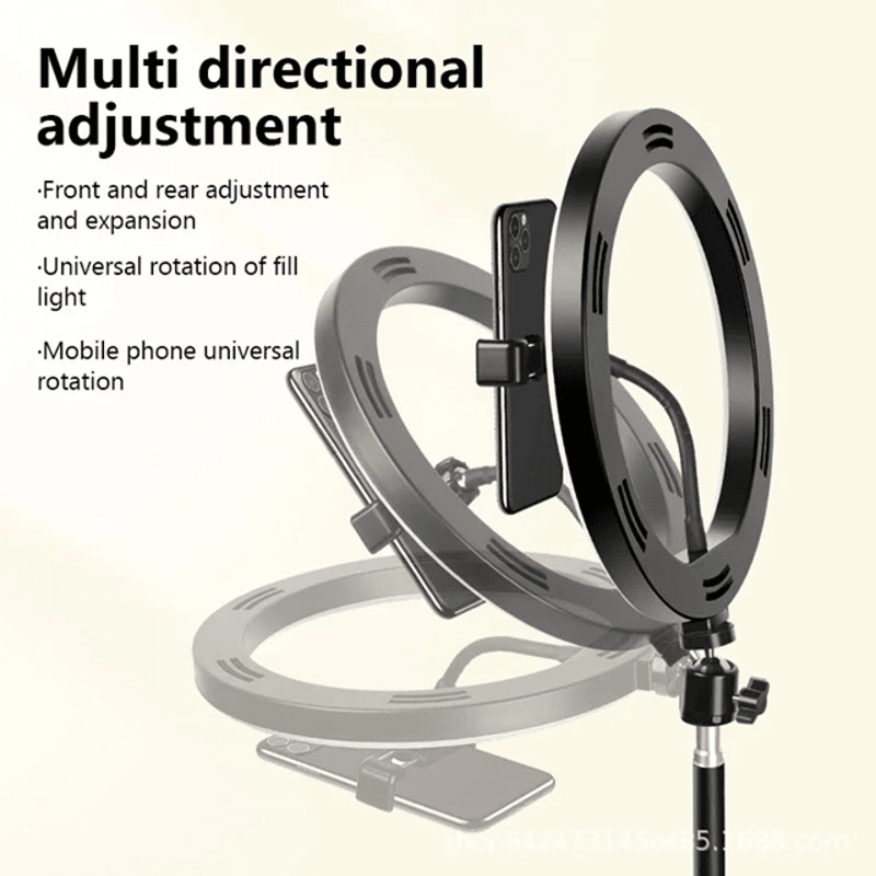 Dimmable LED Ring Light With Tripod And Phone Holder For Content Creation 2