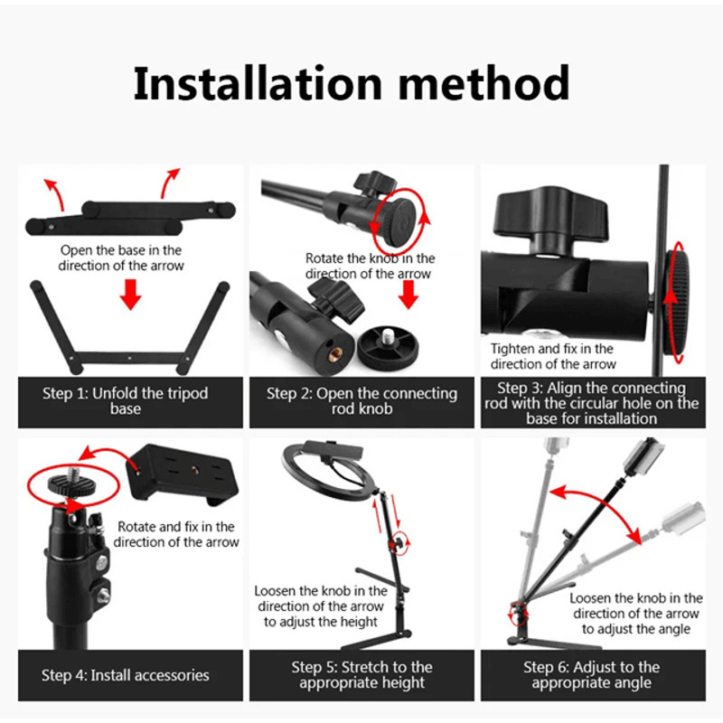 Dimmable LED Ring Light With Tripod And Phone Holder For Content Creation 3