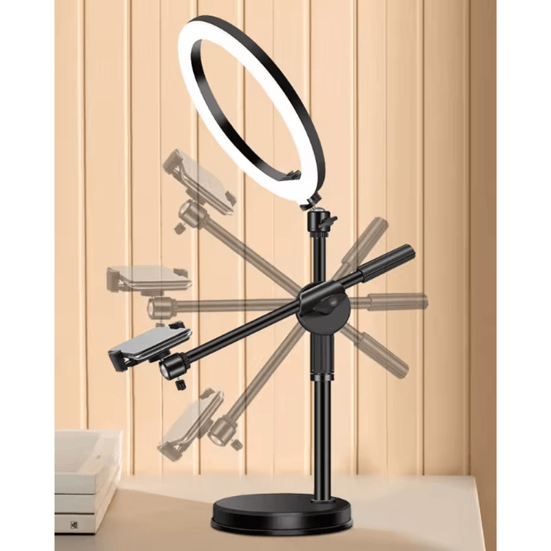 Overhead Tripod With Ring Light And Phone Holder For Photography And Video 1