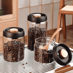 vacuum sealed coffee storage jar with airtight glass design