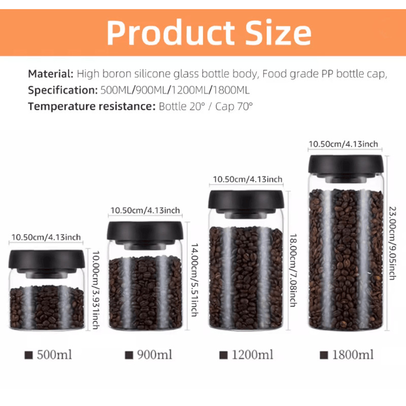 Vacuum Sealed Coffee Storage Jar With Airtight Glass Design 2