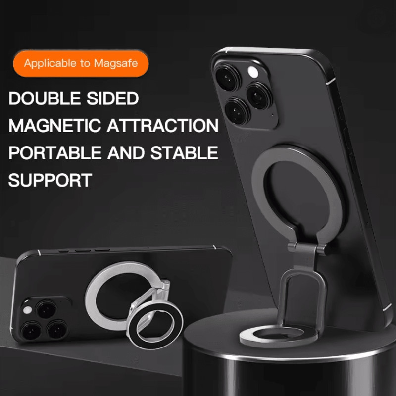 Magnetic Phone Stand And Ring Holder With Double Sided MagSafe Grip 0