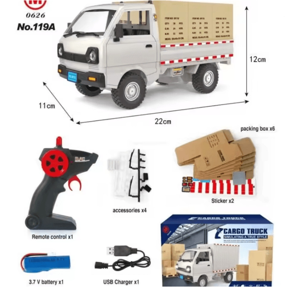 Wpl D12 Rc Drift Truck With Led Lights 116 Scale Remote Control Car 2