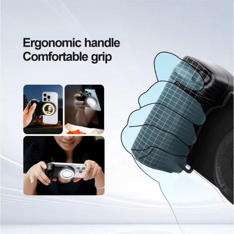 Magnetic Smartphone Handle Grip With Bluetooth Remote And Fill Light For Steady Photos 2