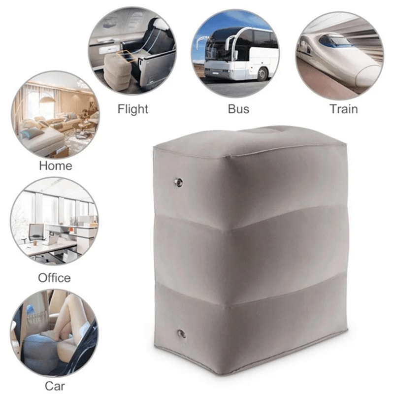 Portable Inflatable Travel Footstool With Adjustable Height And Storage Bag 1