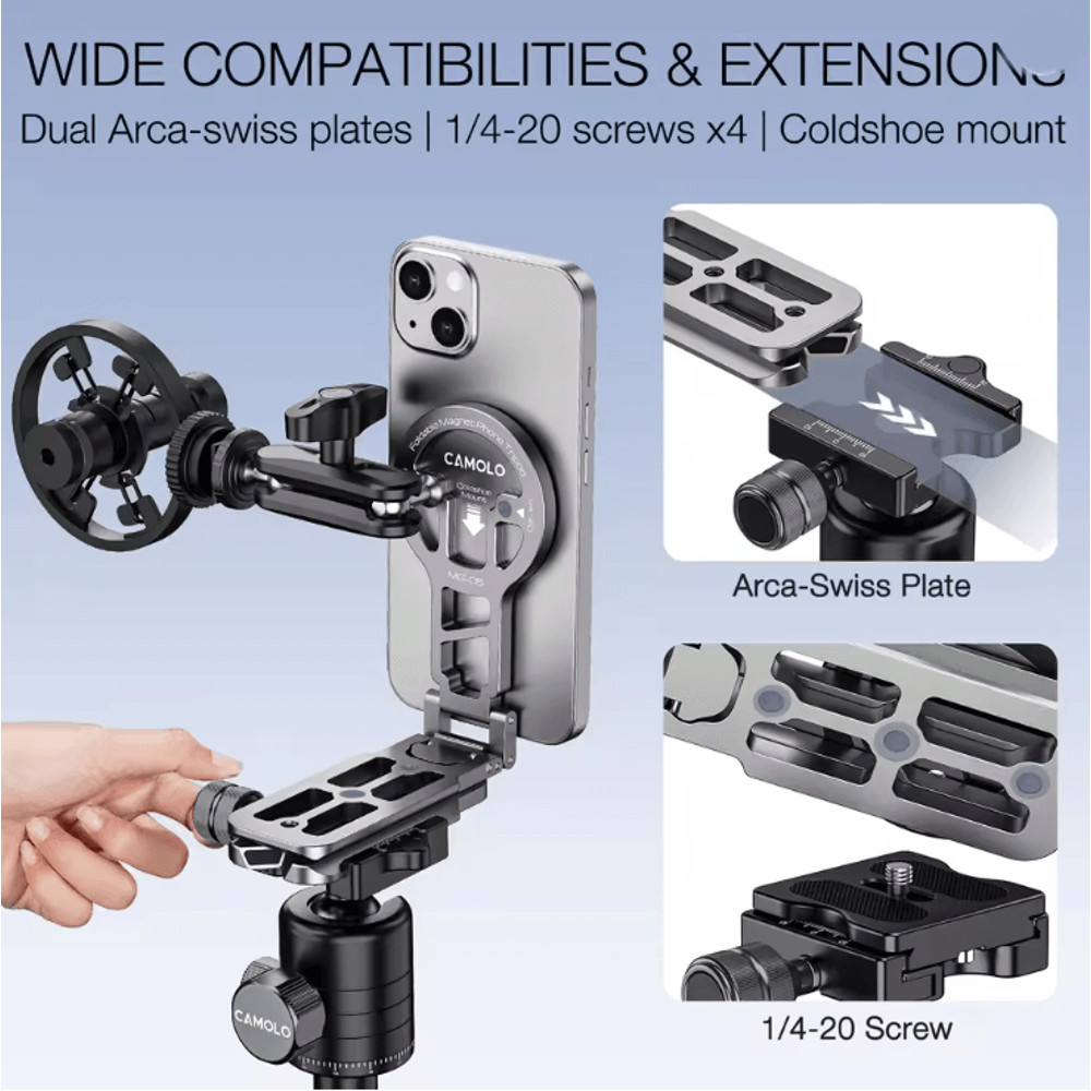 Magnetic Magsafe Phone Tripod With Cold Shoe Mount 2