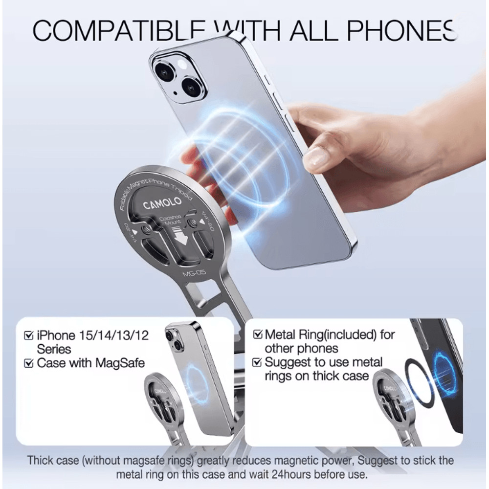 Magnetic Magsafe Phone Tripod With Cold Shoe Mount 3