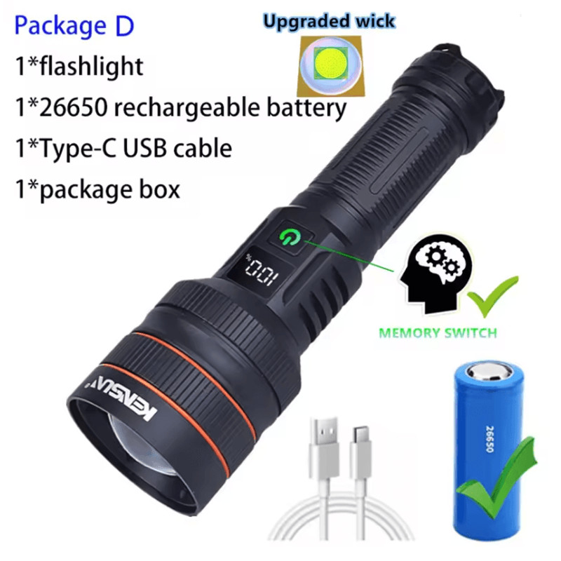 High Power LED Flashlight USB Rechargeable Tactical Torch 5