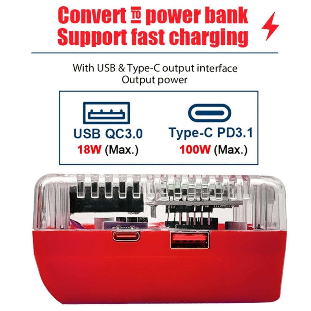 Digital Display Lithium Battery Adapter Converter With USB C Power Bank 3