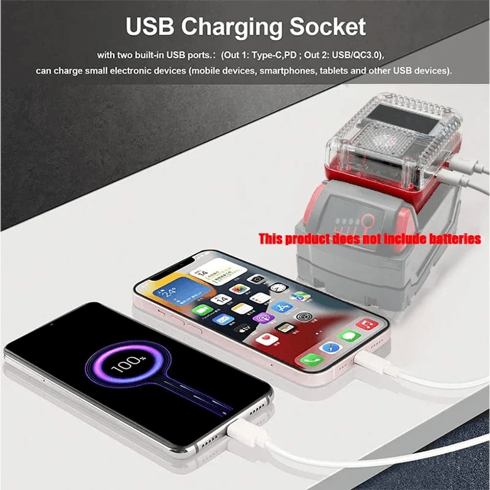 Digital Display Lithium Battery Adapter Converter With USB C Power Bank 4