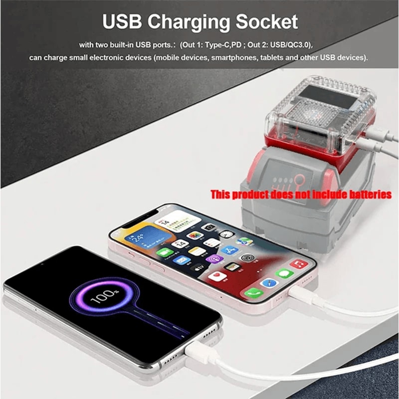 Digital Display Lithium Battery Adapter Converter With USB C Power Bank 4