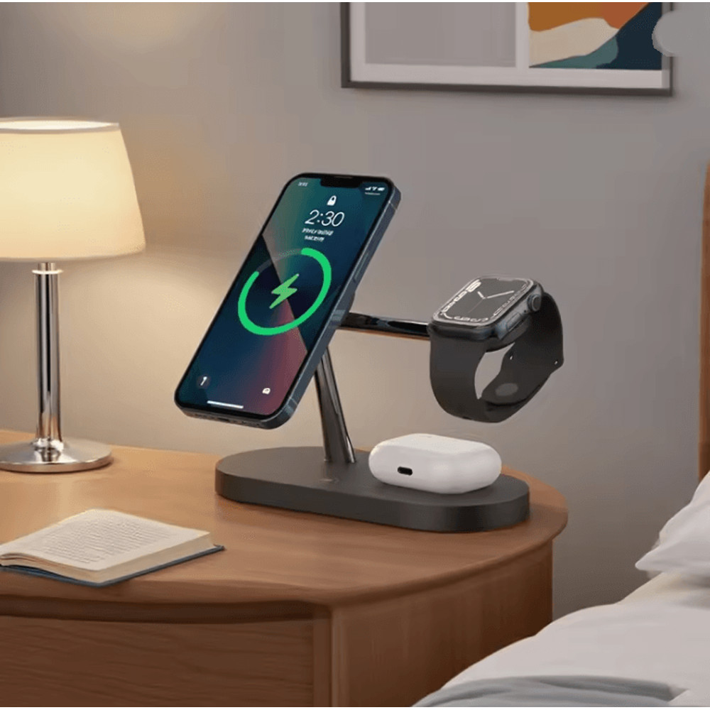 3 In 1 Wireless Charger Stand For IPhone Apple Watch And AirPods Fast Charging Station 0