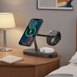 3 in 1 wireless charger stand for iphone apple watch and airpods fast charging station