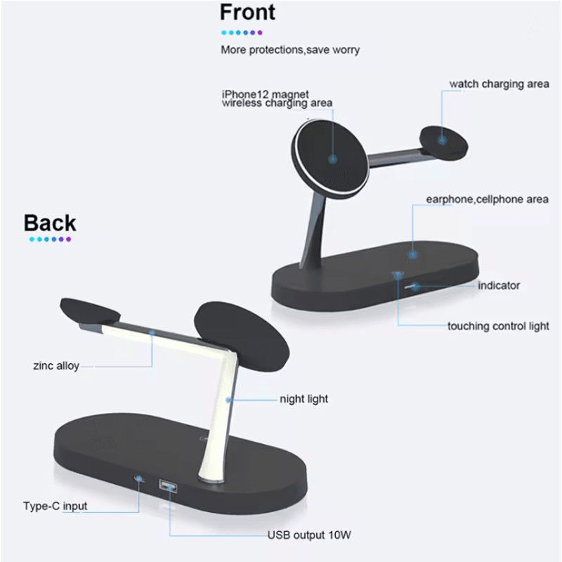 3 In 1 Wireless Charger Stand For IPhone Apple Watch And AirPods Fast Charging Station 2