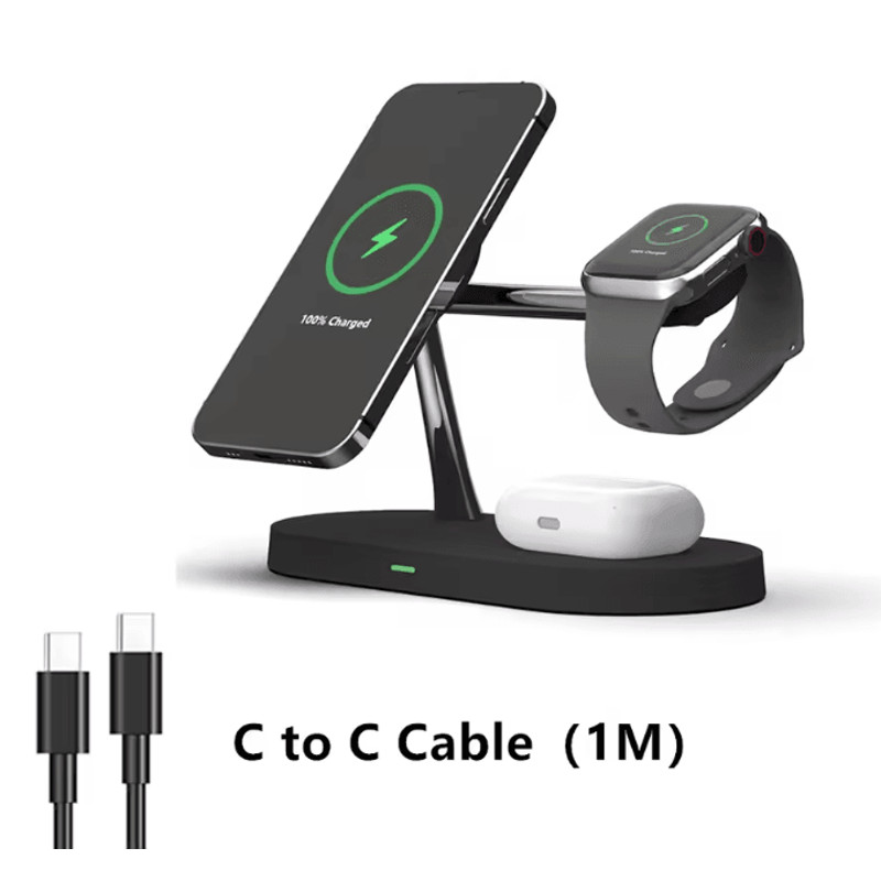3 In 1 Wireless Charger Stand For IPhone Apple Watch And AirPods Fast Charging Station 4
