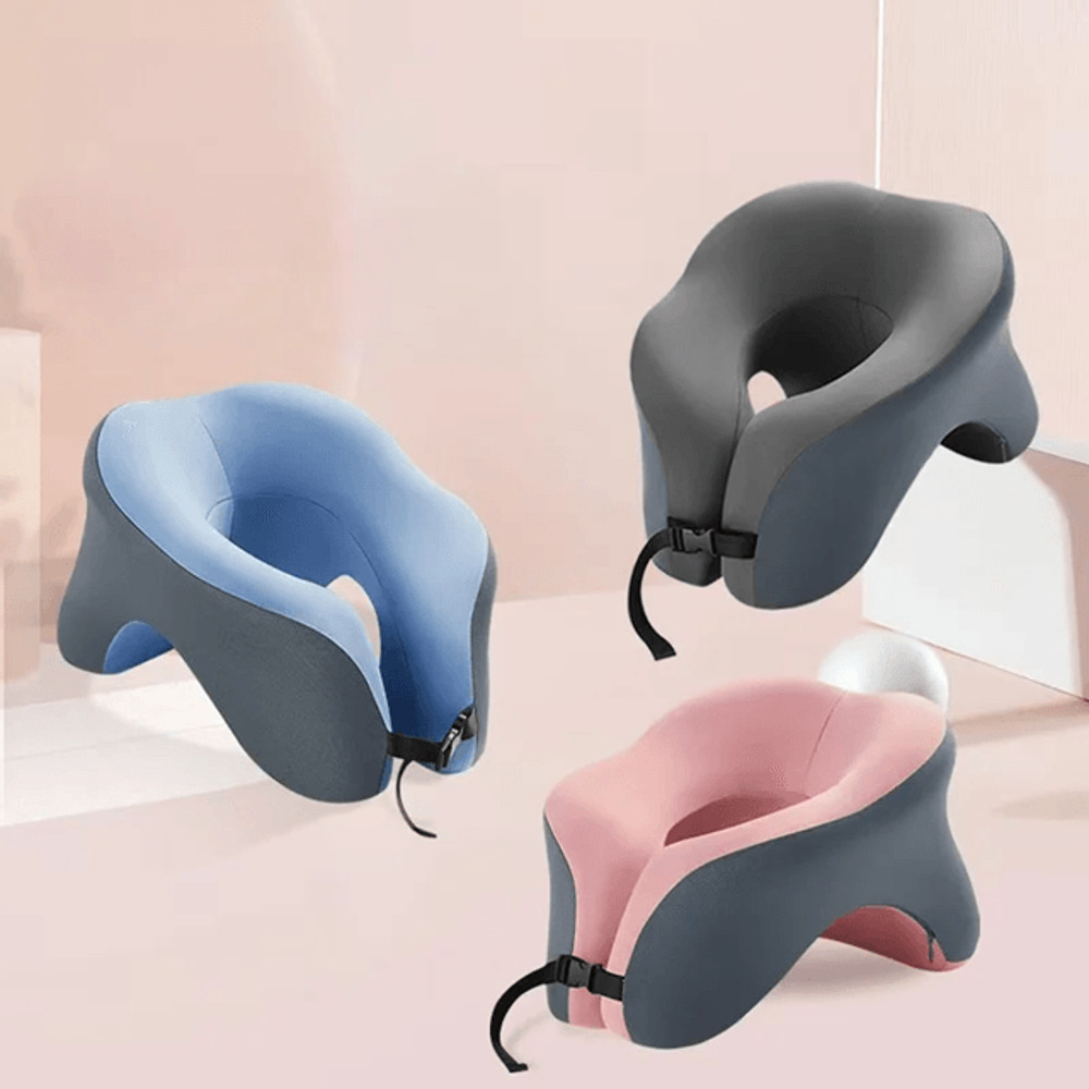Portable Memory Foam Travel Pillow With Ergonomic U Shaped Neck Cushion 0