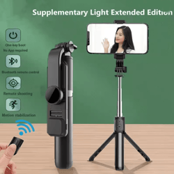 bluetooth selfie stick tripod with led fill light and wireless remote